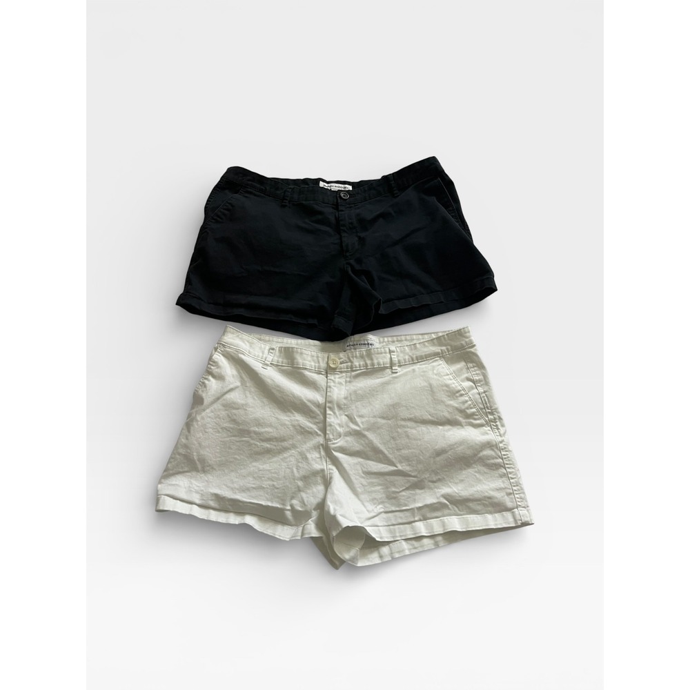 Amazon Essentials Womens 18 Chino Shorts Lot 2 Black White Cotton Stretch